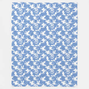 Dragon mönster 1.bx4 Blue BG Fleecefilt