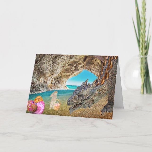 Dragon Möts Påskhare Greeting Card Helgkort (Framsida)