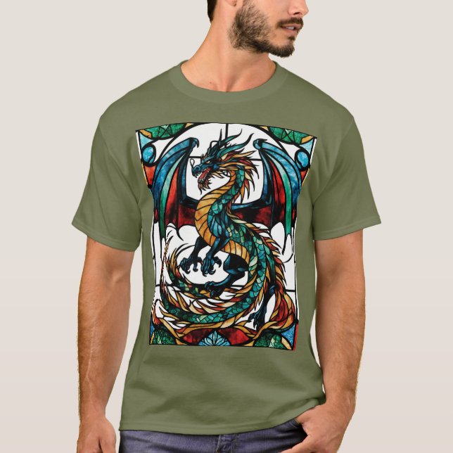 Dragon Mythical Masterbit, glastört, majestätiskt T Shirt (Framsida)