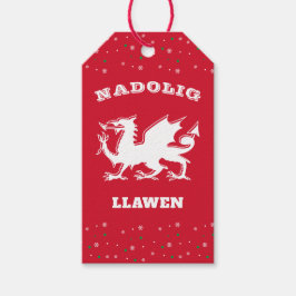 Dragon Nadolig Llawen God jul Welsh Thmet Presentetikett