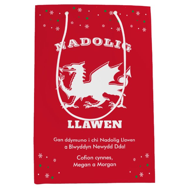 Dragon Nadolig Llawen Welsh Thned God jul (Framsidan)