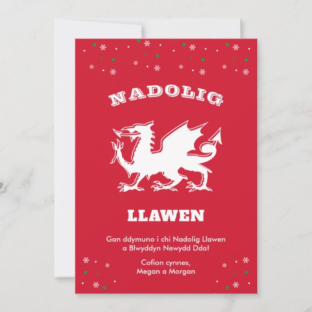 Dragon Nadolig Llawen Welsh Thned God jul Julkort (Framsida)