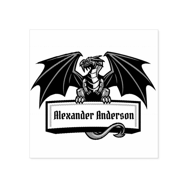 Dragon Namn Plate Personalize Rubber Frimärke Stämpel (Tryck)
