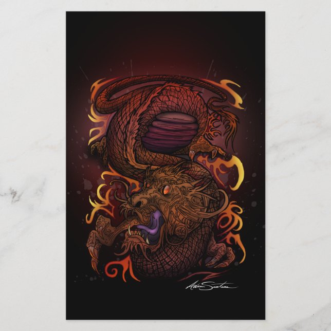 Dragon (Namnteckning design) Brevpapper (Framsida)