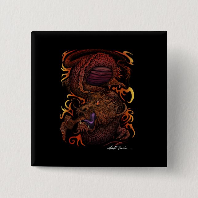 Dragon (Namnteckning design) Knapp (Framsida)