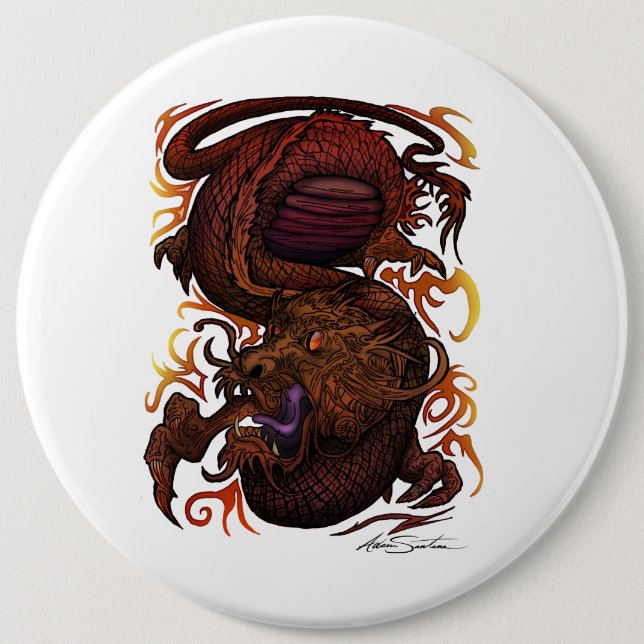 Dragon (Namnteckning design) Knapp (Framsida)