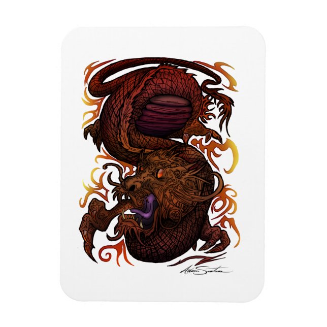 Dragon (Namnteckning design) Magnet (Vertikal)