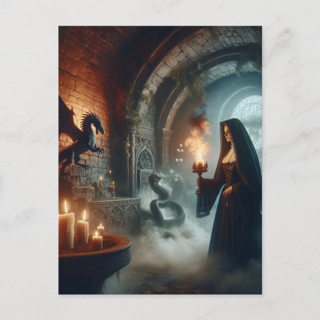 Dragon Nun Horror Vykort (Framsida)