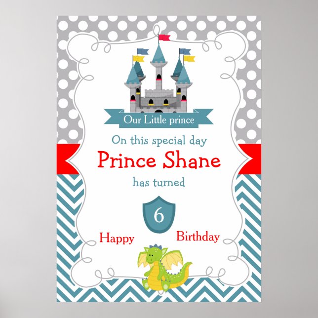 Dragon och Castle Birthday Poster (Framsidan)