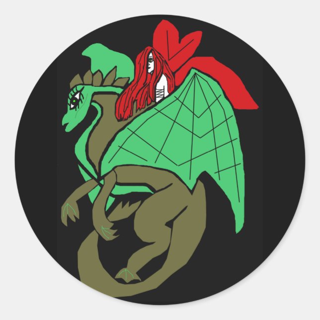 Dragon- och Dam-klistermärken Runt Klistermärke (Framsida)