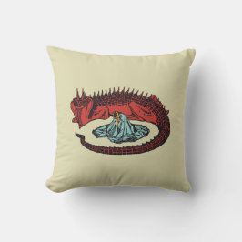 Dragon och Dragon Queen Art nouveau stil Throw Kudde