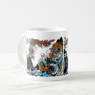Dragon och Feng Huang. Illustration by Insima Kaffemugg