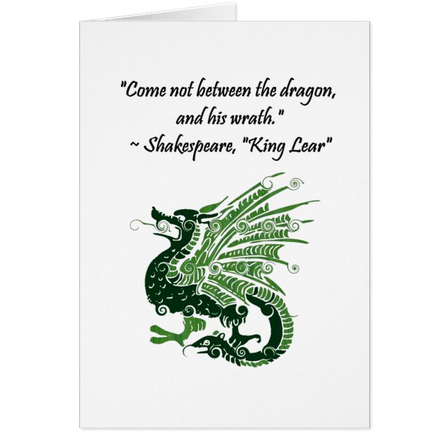 Dragon och hans Tecknad Kung Lear Shakespeare Hälsningskort (Framsidan)