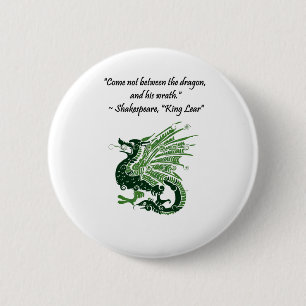 Dragon och hans Tecknad Kung Lear Shakespeare Knapp