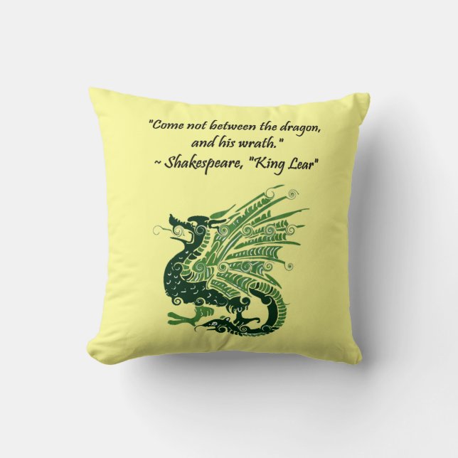Dragon och hans Tecknad Kung Lear Shakespeare Kudde (Framsida)