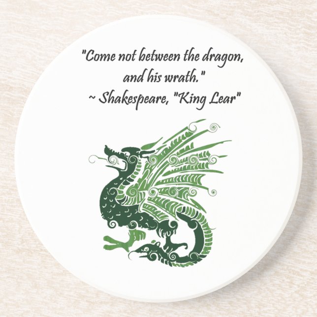 Dragon och hans Tecknad Kung Lear Shakespeare Underlägg Sandsten (Framsidan)