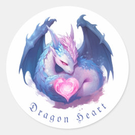 Dragon och hjärta runt klistermärke