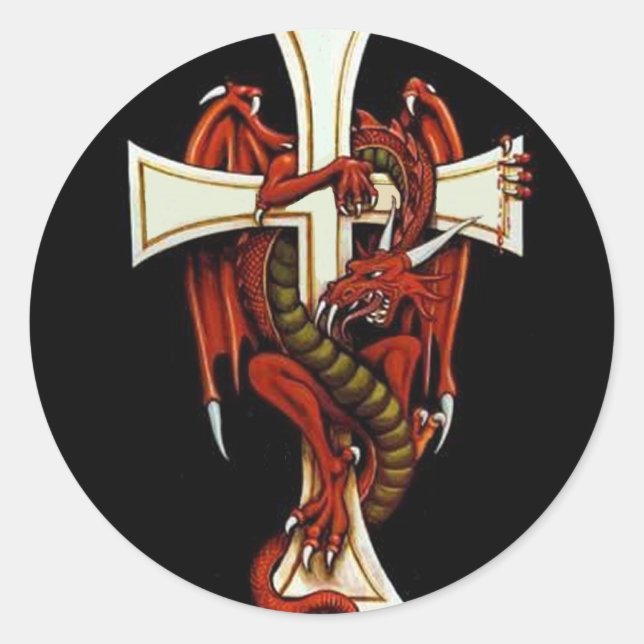 Dragon och Kor Runt Klistermärke (Framsida)