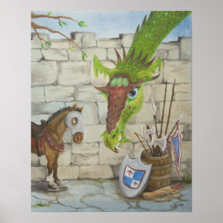 Dragon och Krig Horse Poster
