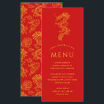 Dragon och Phoenix | Helröd tema-meny Meny<br><div class="desc">En levande och unik Dragon- och Phoenix-formaterad matmeny som är skräddarsydd för din händelse med ett liknande tema. Det fungerar för flera evenemang,  antingen repetitionsmiddag,  mottagningsmiddag eller förlovningsfest. Under draken i mitten finns punkter för information om händelsemenyn.</div>