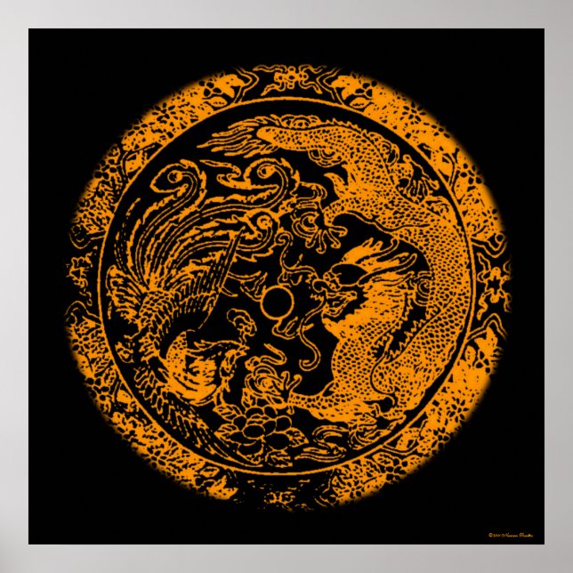 Dragon och Phoenix Print Poster (Framsidan)