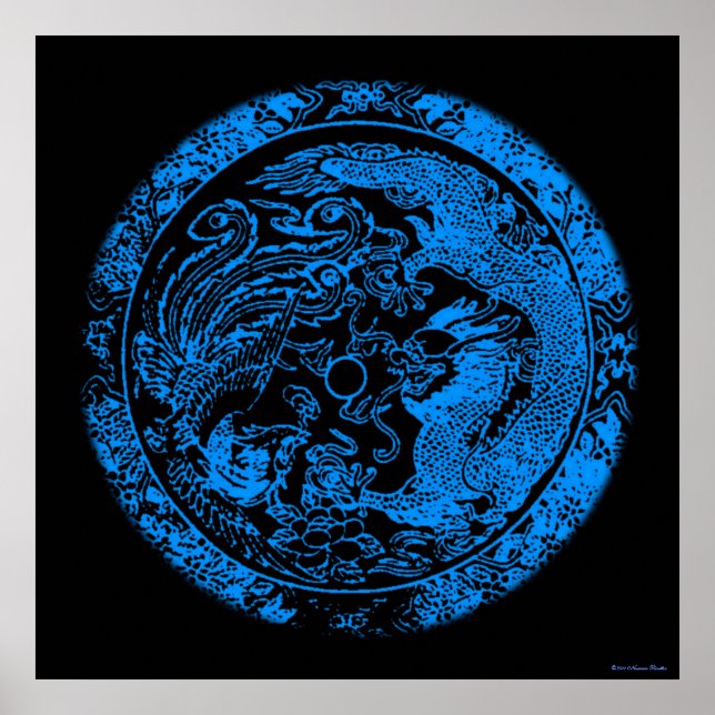 Dragon och Phoenix Print Poster (Framsidan)