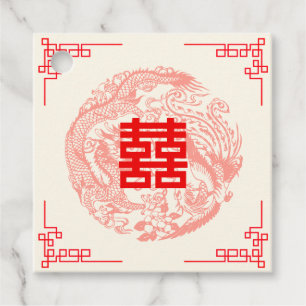 Dragon och Phoenix red chinese bröllop Gåvor Etiketter