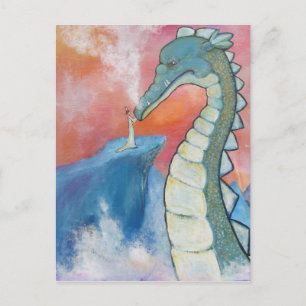 Dragon och Princess Whimsical storybook art Helg Vykort