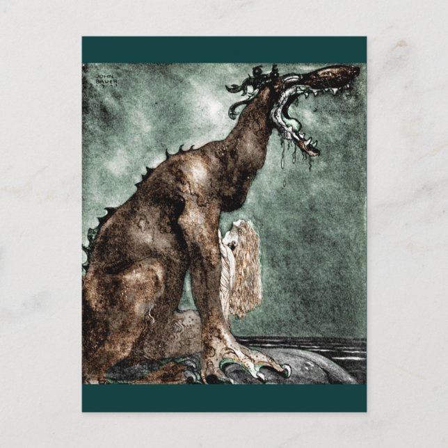 Dragon och Sjöjungfru Vykort (Framsida)