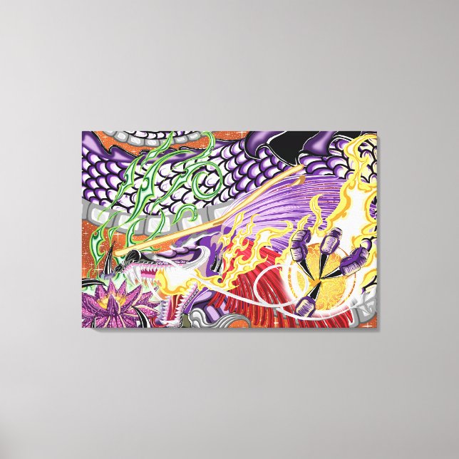 Dragon of the Lotus Stretched Kanvastryck (Framsida)