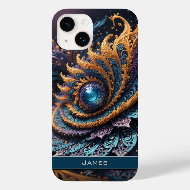 Dragon Öga Modern Abstrakt Geometric Fractal Namn (Baksida)