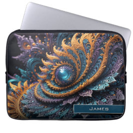 Dragon Öga Modern Abstrakt Geometric Fractal Namn Laptop Fodral
