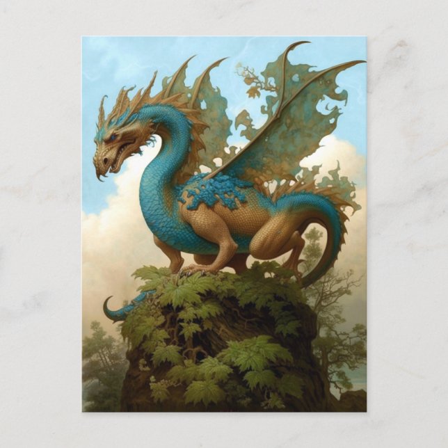Dragon on A Backe Fantasy Art Postcard Vykort (Framsida)