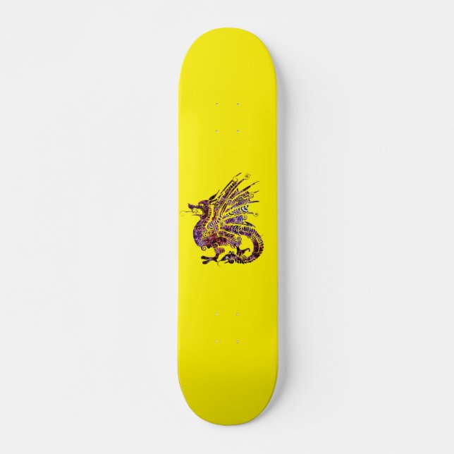 Dragon on Lila and Guld Skateboard (Framsida)