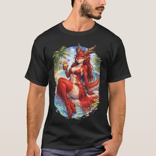 Dragon on the beach t shirt (Framsida)