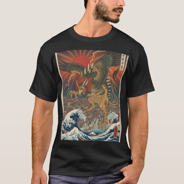 Dragon Over Sea T Shirt (Framsida)