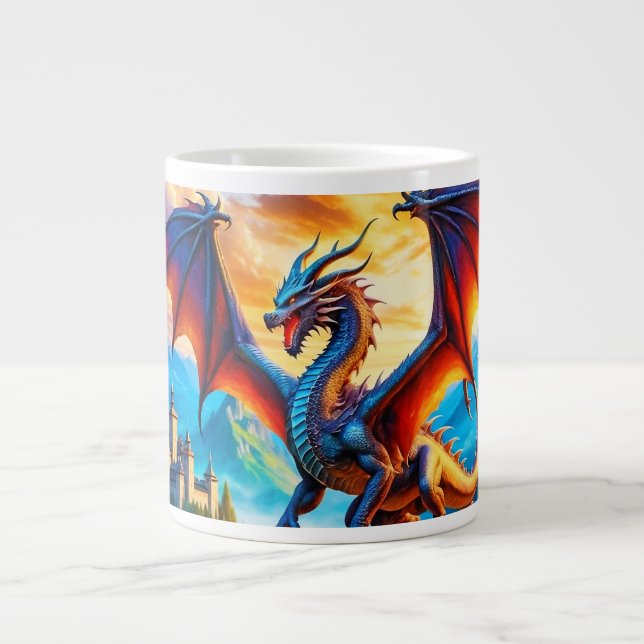 Dragon over Village Coffee Mugg Jumbo Mugg (Framsidan)