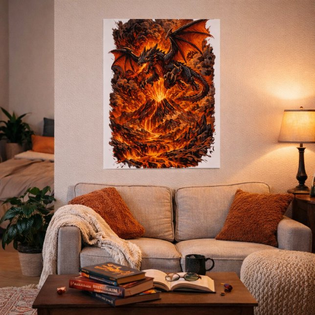 Dragon Over Volcanic Realm Poster (Skapare uppladdad)