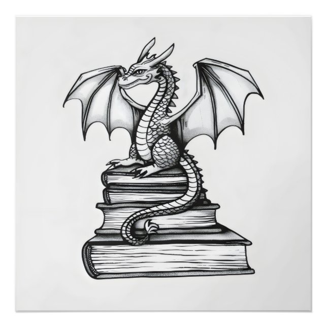 Dragon på Bokar Fototryck (Framsidan)