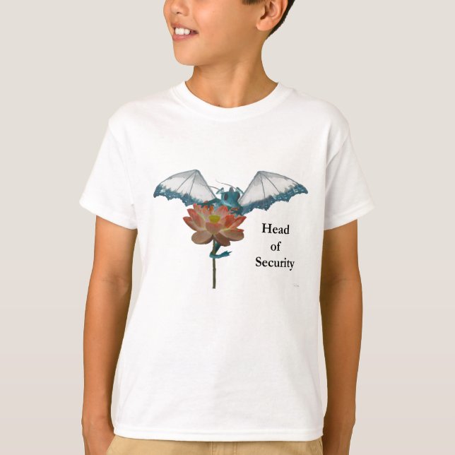 Dragon Peeks Around Flower Tee Shirt (Framsida)