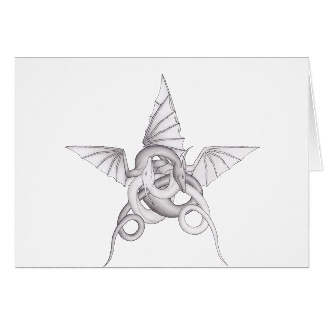 Dragon Pentagram Hälsningskort (Framsidan Horizontal)