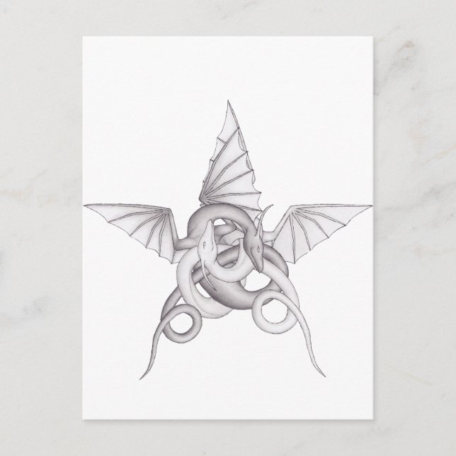 Dragon Pentagram Vykort (Framsida)