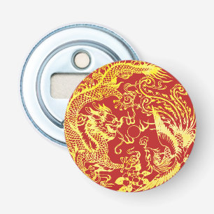 Dragon phoenix Chinese bröllop logotyp Flasköppnare