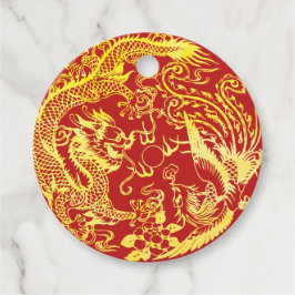 Dragon phoenix Chinese bröllop logotyp Gåvor Etiketter