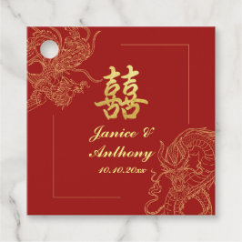 Dragon Phoenix Traditional Red China Bröllop Gåvor Etiketter