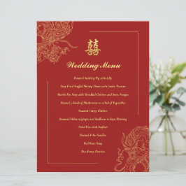 Dragon Phoenix Traditional Red China Bröllop Meny