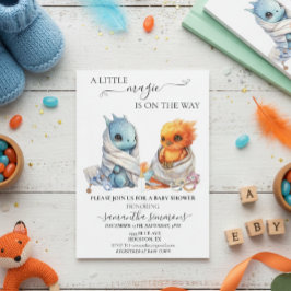 Dragon Phoenix Twillingars Magic Mythology Baby-du Inbjudningar