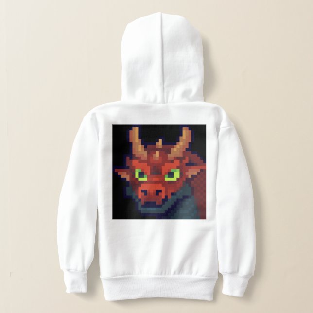 Dragon pixel art hoodie t shirt (Laydown Baksida)