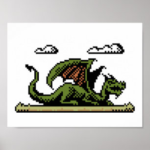 Dragon Platform 8-bitars Pixel Art-Poster Poster