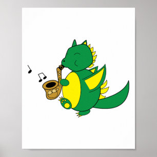 Dragon play Saxophone Music Poster
